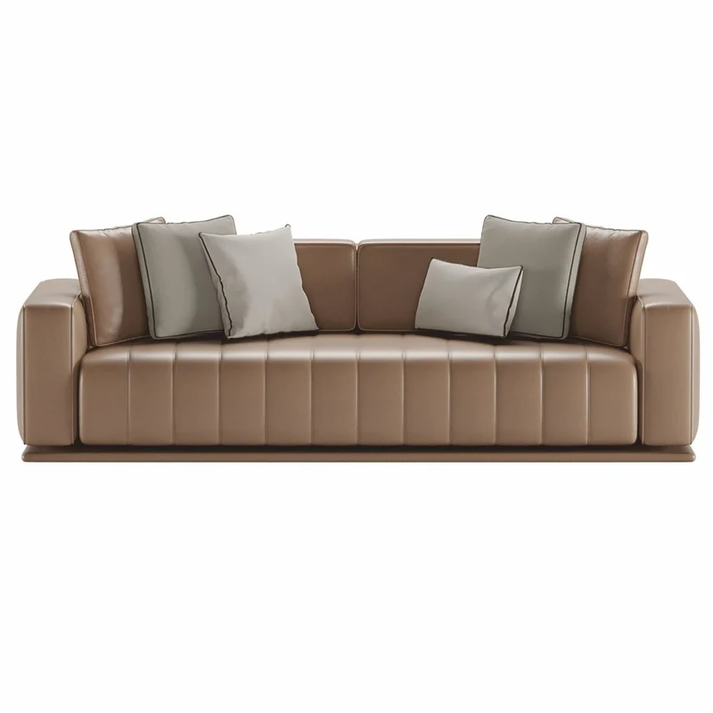 Casa Padrino Luxus Kunstleder Sofa Braun 265 cm - Hotel & Wohnzimmer Möbel