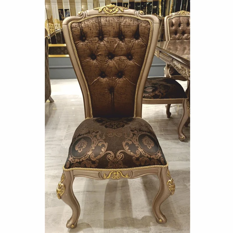 Casa Padrino Luxus Barock Esszimmer Set Grau / Schwarz / Gold - 1 Esstisch & 6 Stühle
