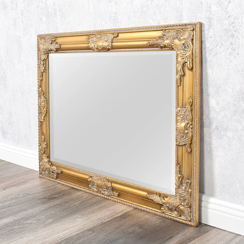 Eleganter Barock-Spiegel BESSA 80x60cm gold-antik Holzrahmen