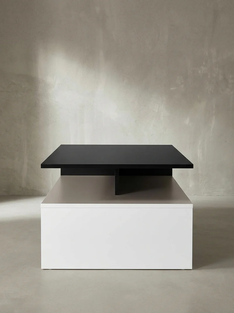 Couchtisch Zweifarbig Schwarz Weiß, 90x60 cm, Melaminharzbeschichtet