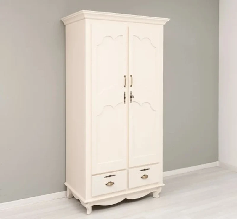 Casa Padrino Kleiderschrank im Landhausstil mit 2 Türen und 2 Schubladen, 106 x 66 x 205 cm
