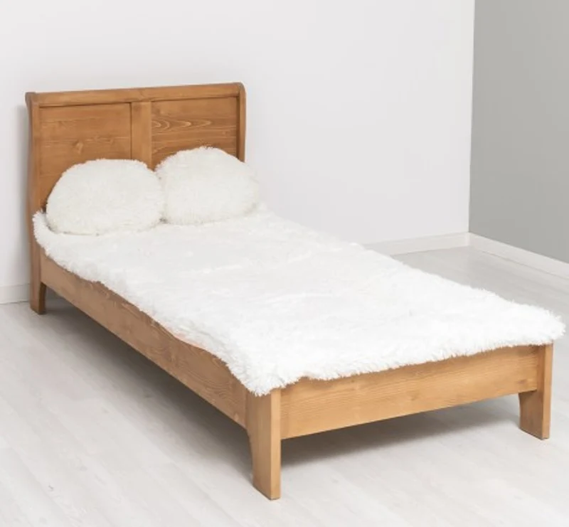 Casa Padrino Bett im Landhausstil Nussbaum hell gewachst, 90 x 190 x 90 cm