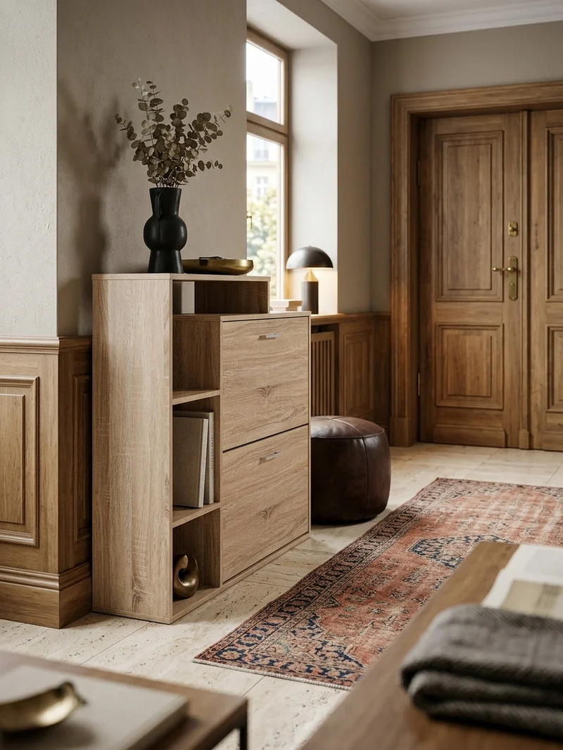 Schuhkipper – Sonoma Eiche, für ca. 12 Paar Schuhe, MDF-Holz