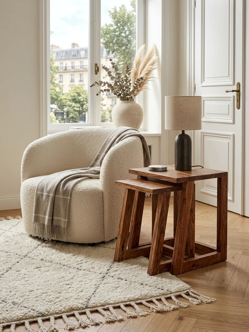 Beistelltisch Set – 2-teilig Massivholz verschiedene Größen