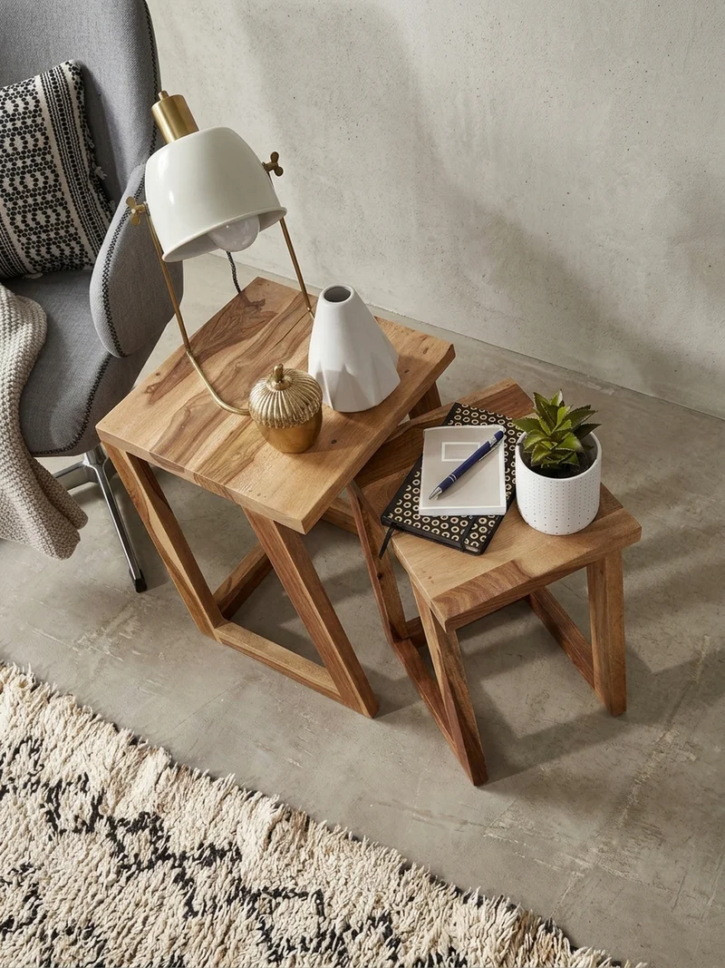 Beistelltisch Set – 2-teilig Massivholz verschiedene Größen