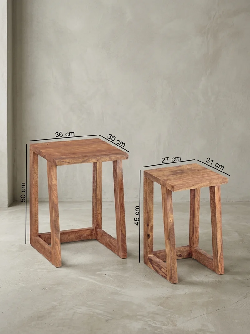 Beistelltisch Set – 2-teilig Massivholz verschiedene Größen