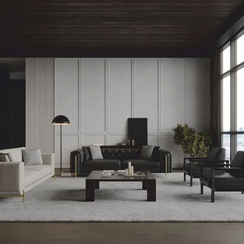 Casa Padrino Luxus Chesterfield Kunstleder Sofa Schwarz / Messing 262 cm - Luxus Möbel