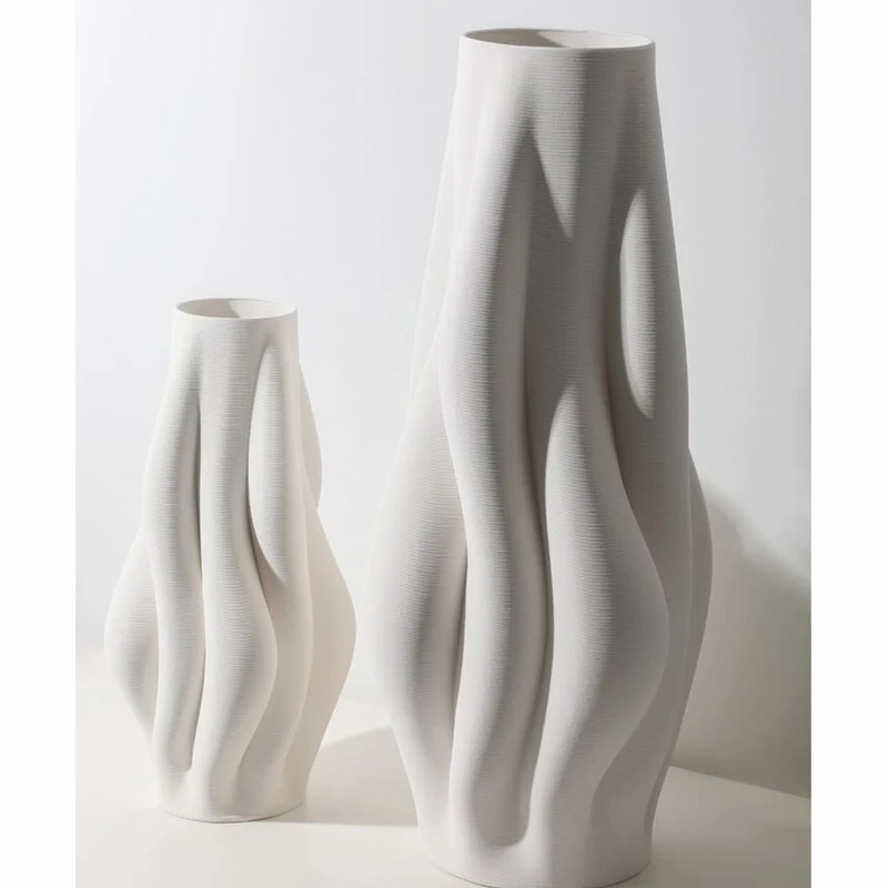 Casa Padrino Luxus Vase Weiß H. 75 cm - Keramik Blumenvase - Deko Accessoires