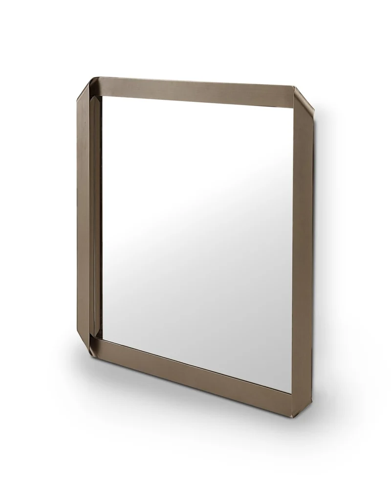 Casa Padrino Luxus Wandspiegel Messing 100 x 100 x H. 6.8 cm - Wandspiegel mit Spiegelglas - Moderne Wohnzimmer Möbel - Luxus Qualität