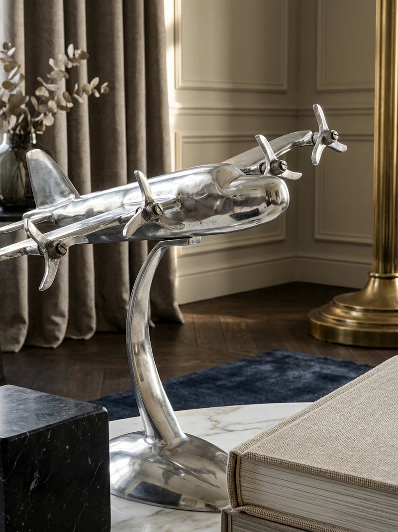 Dekofigur Flugzeugpropeller Aluminium Silber 42x30 cm handgefertigt