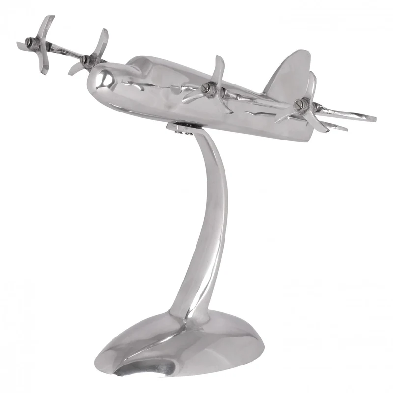 Dekofigur Flugzeugpropeller Aluminium Silber 42x30 cm handgefertigt