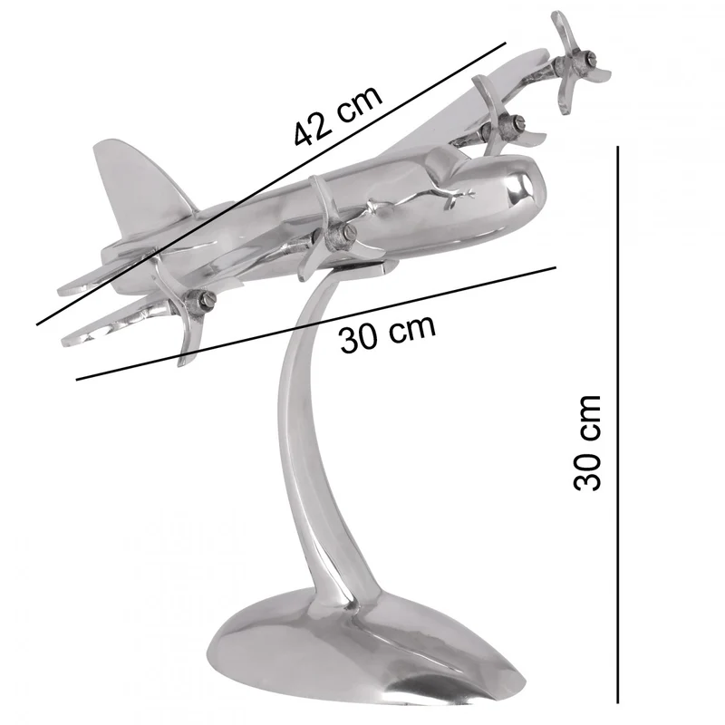 Dekofigur Flugzeugpropeller Aluminium Silber 42x30 cm handgefertigt