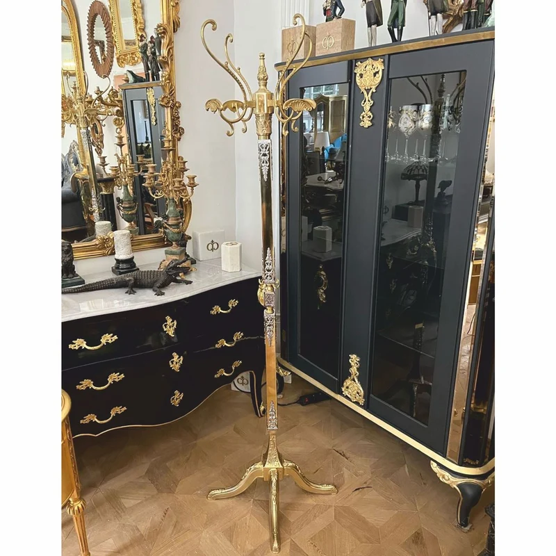 Casa Padrino Luxus Barock Garderobenständer Gold / Silber H. 180 cm - Made in Italy