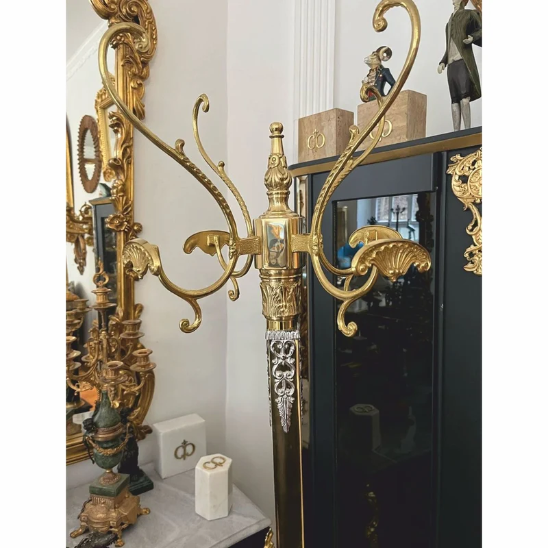 Casa Padrino Luxus Barock Garderobenständer Gold / Silber H. 180 cm - Made in Italy
