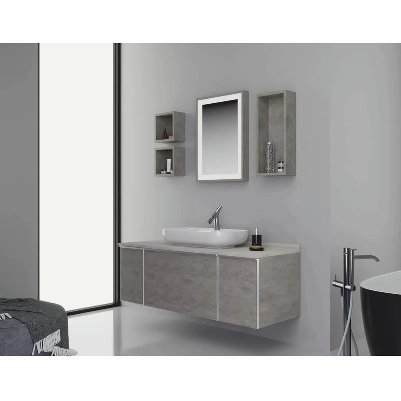 Casa Padrino Luxus Badezimmer Set Grau / Silber 142 cm - Badezimmer Möbel