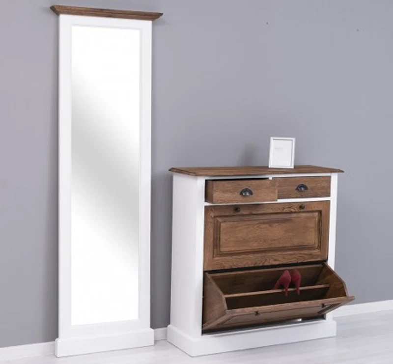Casa Padrino Schuhschrank im Landhausstil mit 2 Türen und 2 Schubladen, 103 x 35 x 195 cm