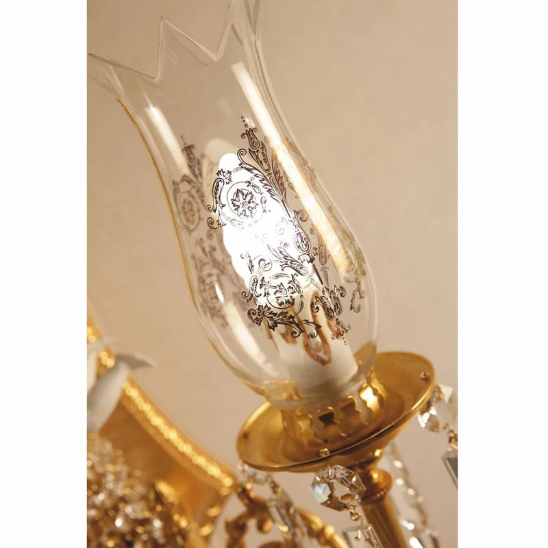 Casa Padrino Luxus Barock Kristall Doppel Wandleuchte Bronze / Weiß 40 cm - Made in Italy