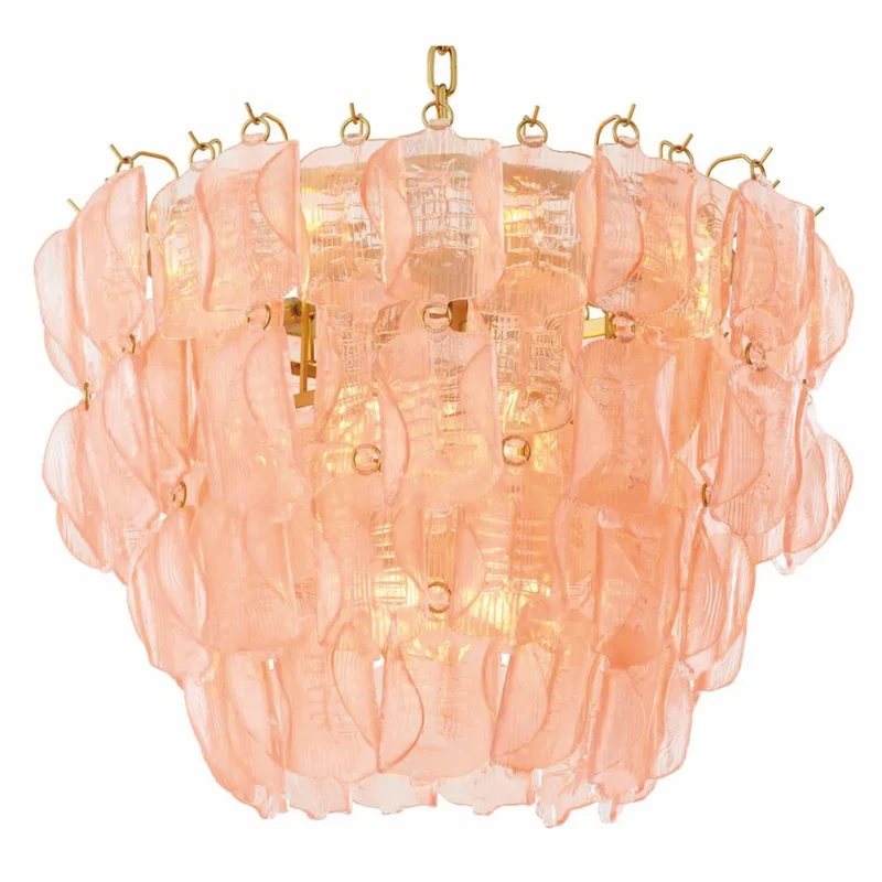 Casa Padrino Luxus Hotel & Wohnzimmer Kronleuchter Rosa / Antik Messing Ø 85 x H. 61,5 cm