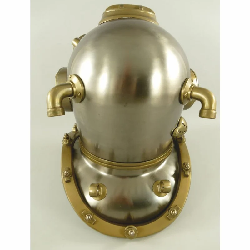 Casa Padrino Antik Stil Deko Taucherhelm Silber / Messing brüniert H. 47 cm