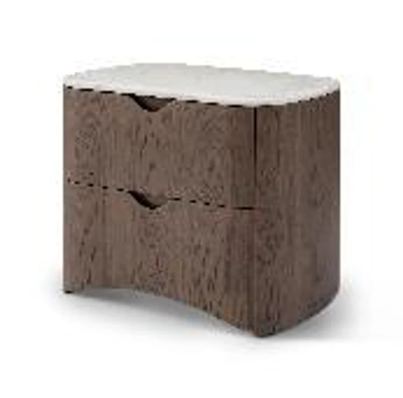 Casa Padrino Luxus Nachttisch Silbergrau / Hellgrau 60 x 42 x H. 50 cm - Nachttisch mit Travertin - Moderne Schlafzimmer Möbel - Luxus Qualität