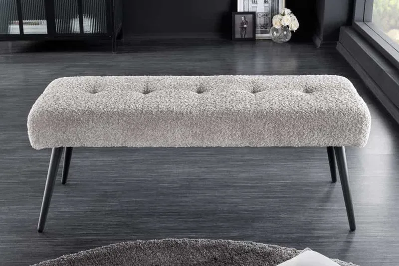 Moderne Sitzbank BELLE 100cm champagner Bouclé Interieur-Tipp