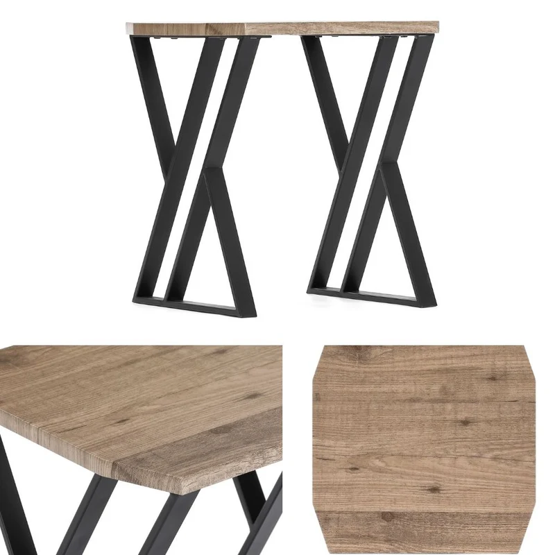 Moderner Beistelltisch TRAVERSO 40cm Industrie-Look taupe schwarz