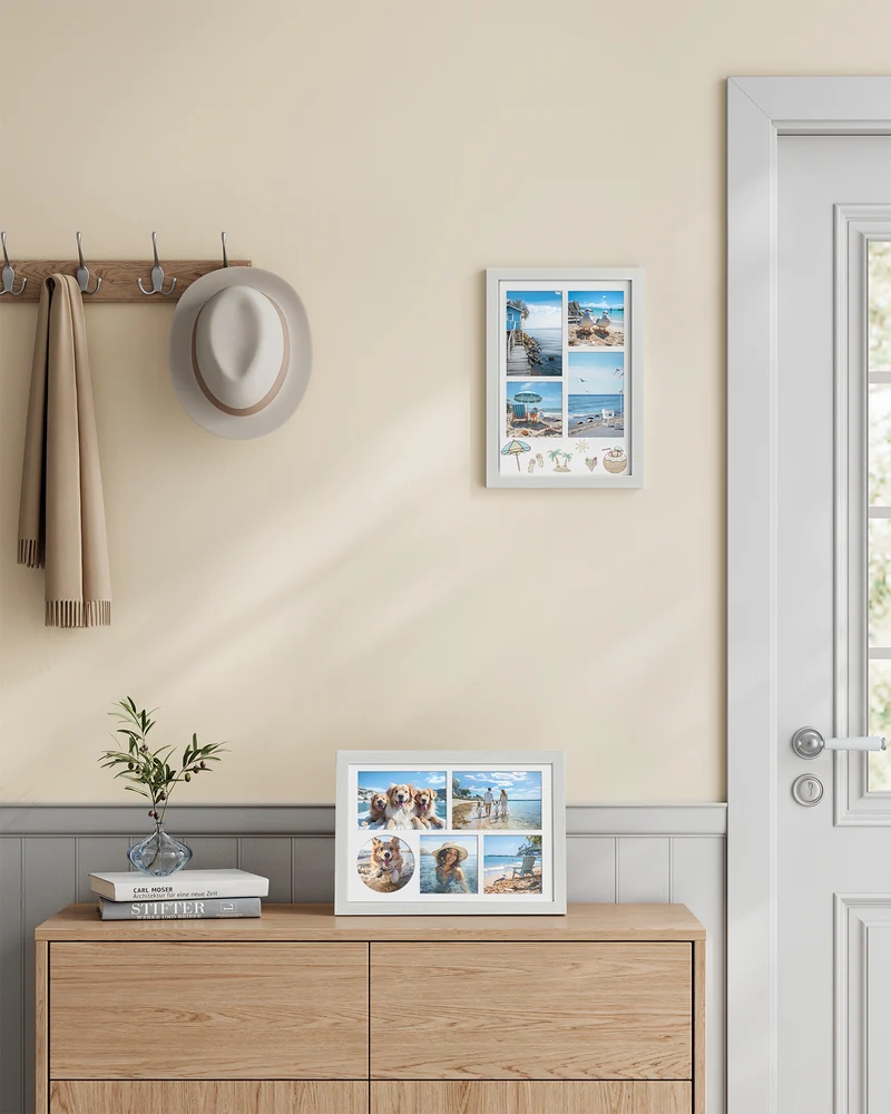 A4 Picture Frame Collage for Wall Decor, 4x6 Multi Photo Frame for Desk, 8x10, 8x12 or 4x4 Photos with 3 Mats, 9x12 Without Mat, Glass Front, White