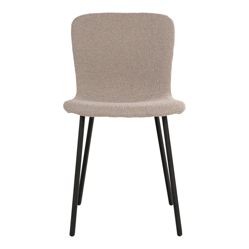 2er Set - Retro Stuhl HANNA beige Bouclé-Stoff schwarze Beine
