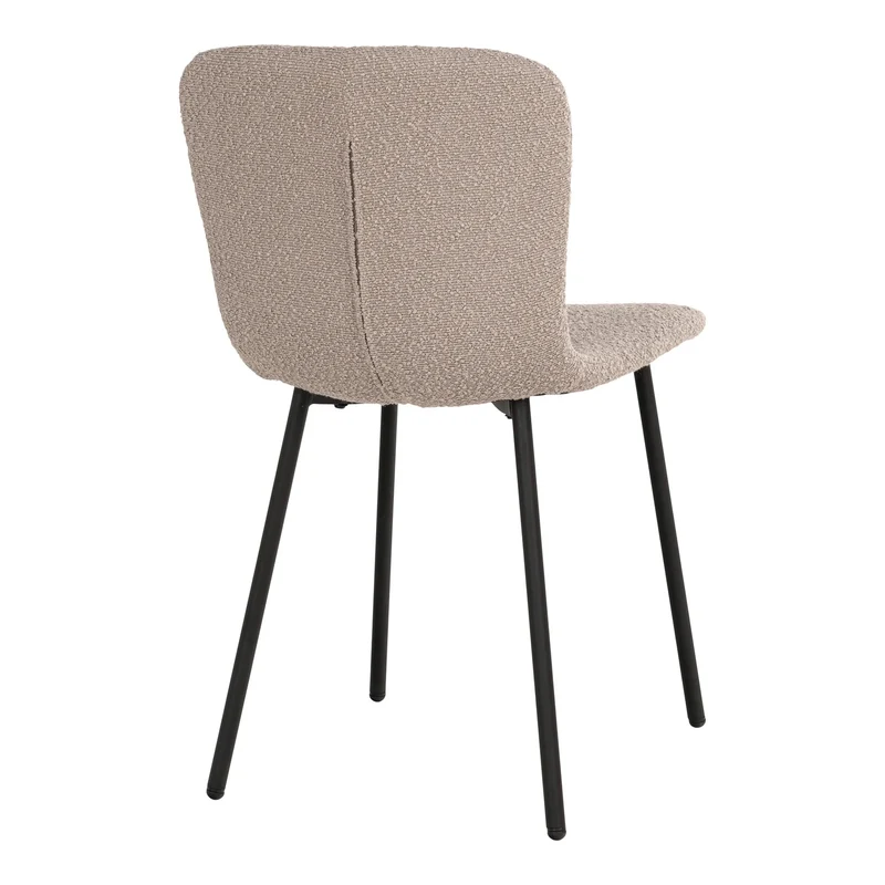 2er Set - Retro Stuhl HANNA beige Bouclé-Stoff schwarze Beine
