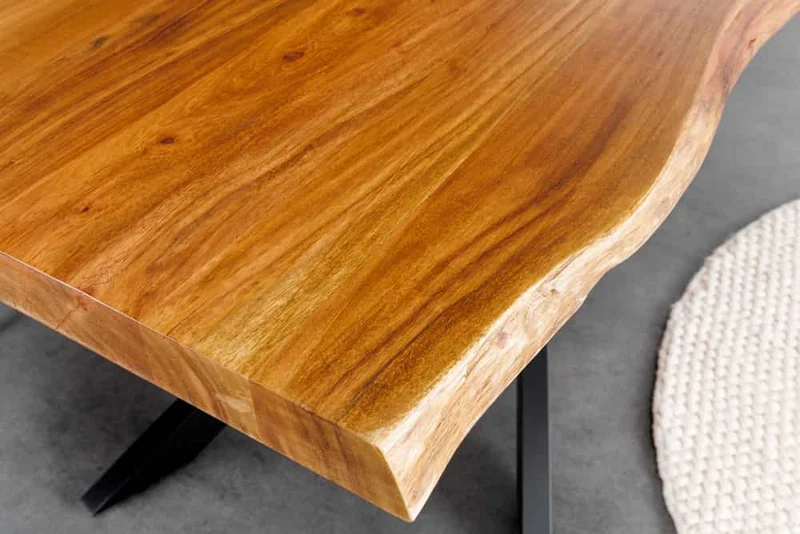 Baumkante Esstisch ARBOL 200cm massive 60mm Akazie Design-Gestell
