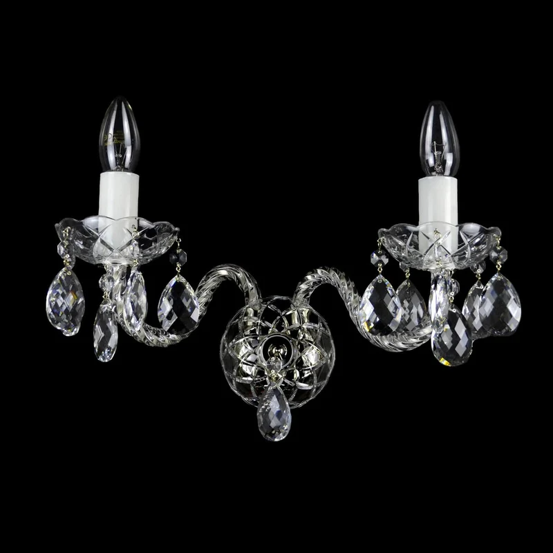 Casa Padrino Luxus Barock Kristall Wandleuchte Silber 38 x 18 x H. 20 cm - Prunkvolle Messing Wandleuchte mit böhmischem Kristallglas - Barock Möbel - Edel & Prunkvoll