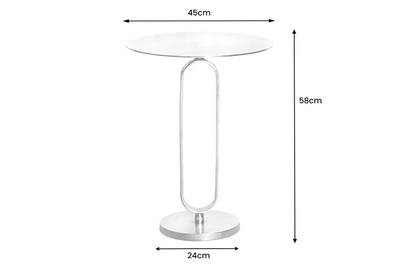 Eleganter Aluminium Beistelltisch GRACE 45x60cm silber Handarbeit