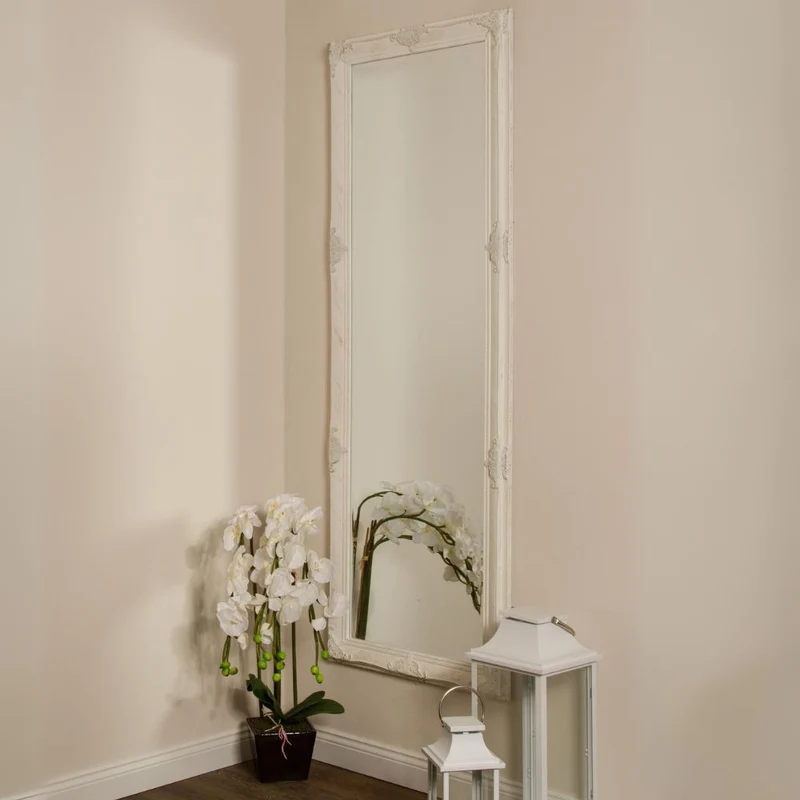 Stilvoller Spiegel GRANDE 162x72cm antik-weiss Barockstil Facette