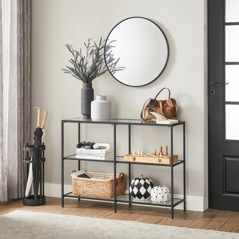 Console Table With Storage 39.4 Inch Console Table Metal Frame Console Table Thin Console Table Entryway Console Table Console Table With Shelves