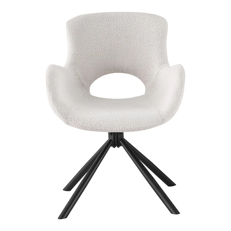 Drehbares 2er Set - Design Stuhl MORIM creme-weiss Bouclé-Stoff