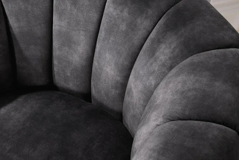 Bequemer Premium Drehsessel SALON Samt dunkelgrau Sessel