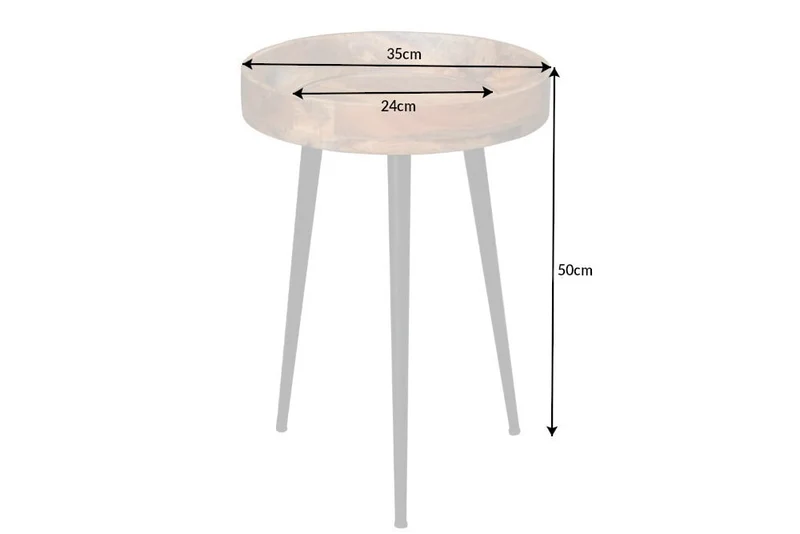 Eleganter Mangoholz Beistelltisch ARTE D35cm natural Metallbeine