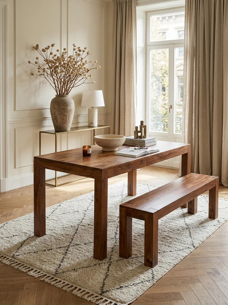 Esstisch Massivholz Modern 140x80 cm mit stabilen Standbeinen und einfacher Pflege