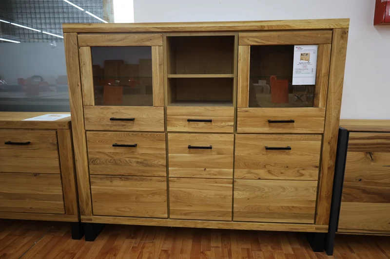 Highboard + Soft-Close + Front Massiv Holz Eiche + großer Stauraum