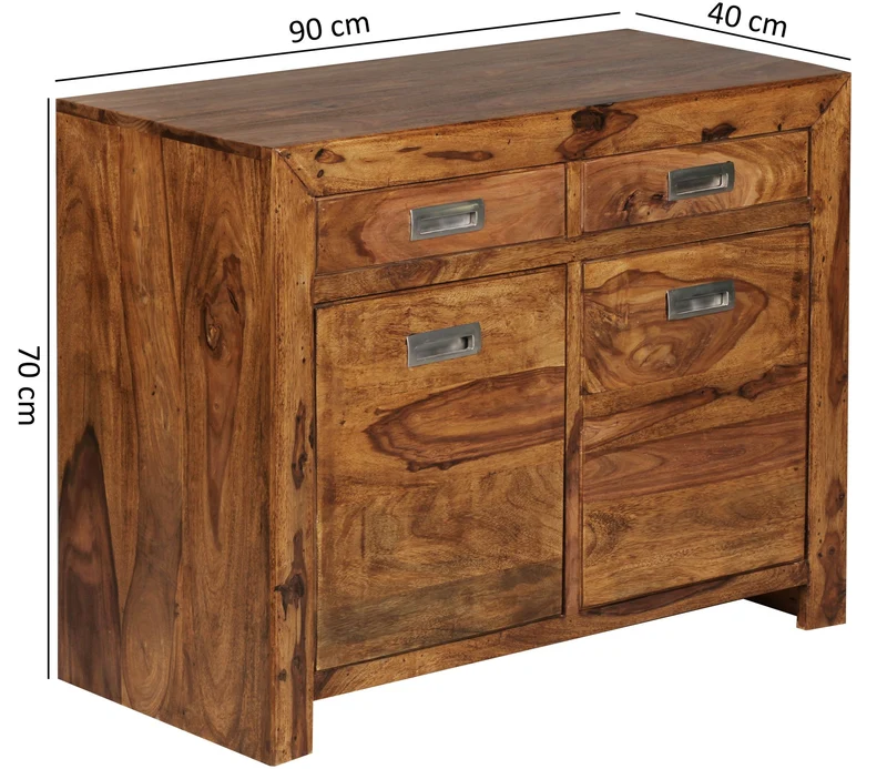 Sideboard – Massivholz, 90 cm, 2 Türen, Schubladen, viel Stauraum