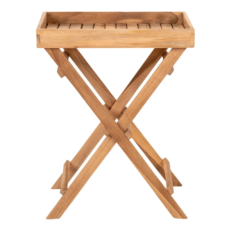 Klappbarer Teak Tablett-Tisch FLEX Natural 50cm Beistelltisch