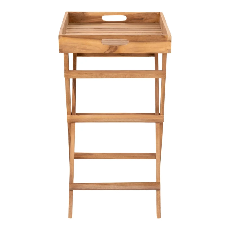 Klappbarer Teak Tablett-Tisch FLEX Natural 50cm Beistelltisch