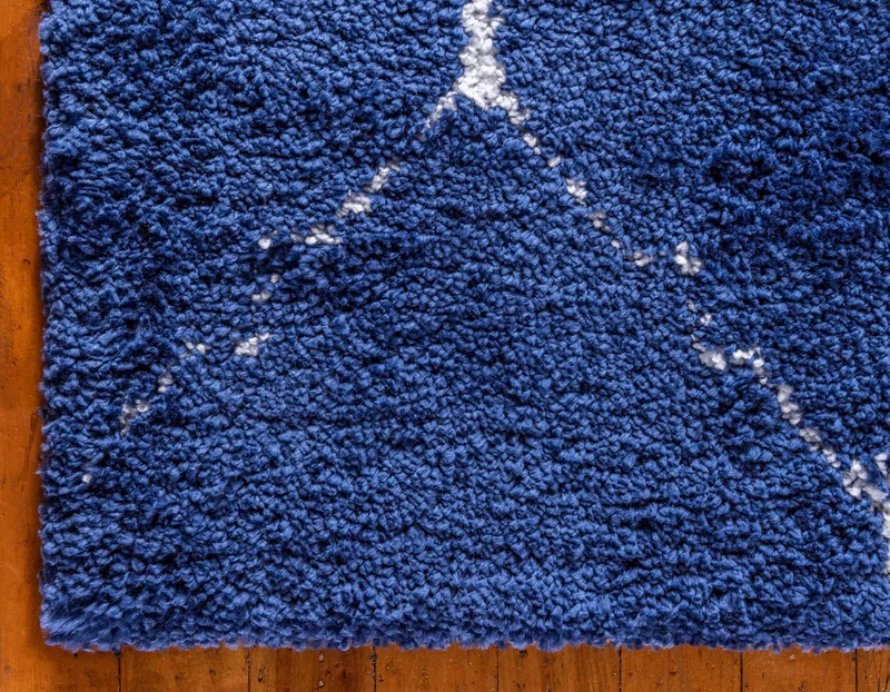 Teppich MARA Shaggy Läufer Dunkel-Marineblau 80x305 cm