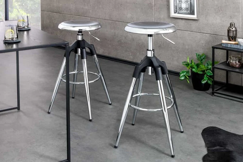 Urbaner Barhocker FABRICA Chrom silber höhenverstellbar Metall