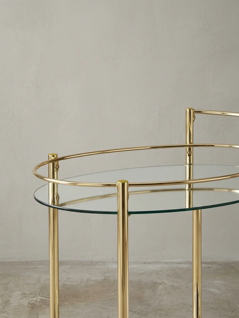 Servierwagen – Gold, 2 Glasplatten, auf Rollen
