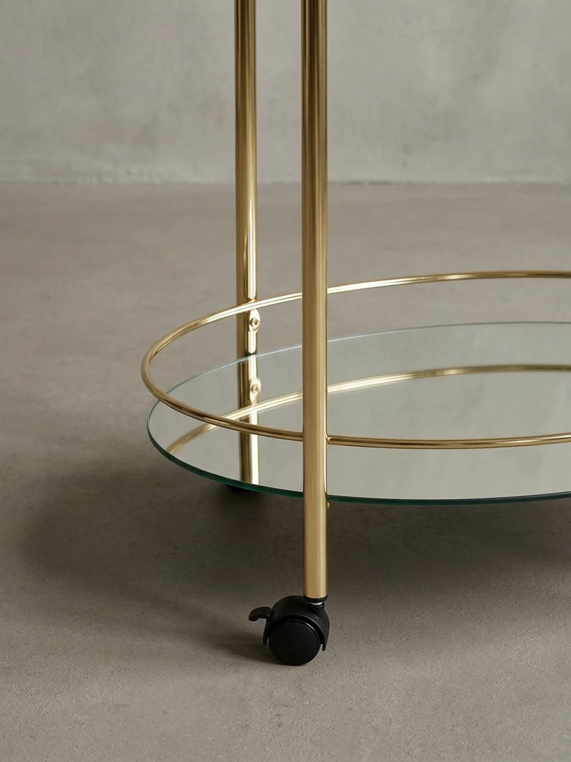 Servierwagen – Gold, 2 Glasplatten, auf Rollen