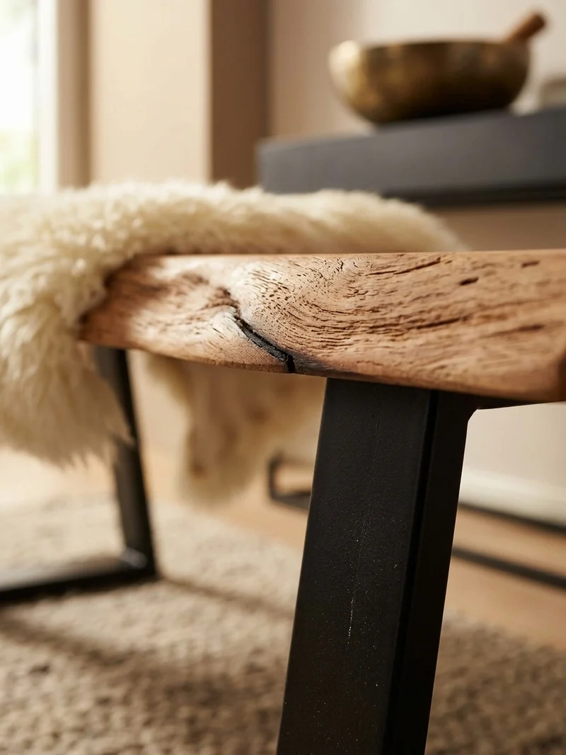 Esszimmerbank Landhausstil Baumkante Akazienholz