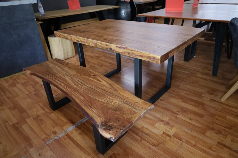 Esstisch Tisch + Massivholz Akazie +Echte Baumkante 140x90cm