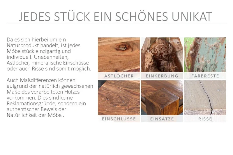 Trendiger Couchtisch ALINA 60cm natur Massivholz Ablagefächer