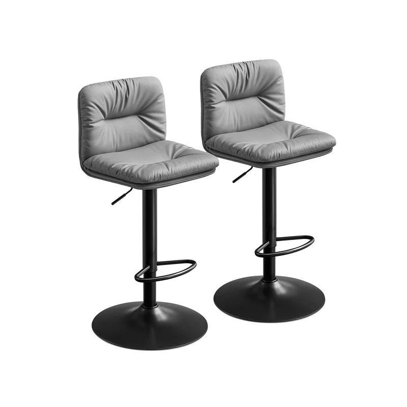 Juego de 2 Taburetes de Bar con Respaldo Negro